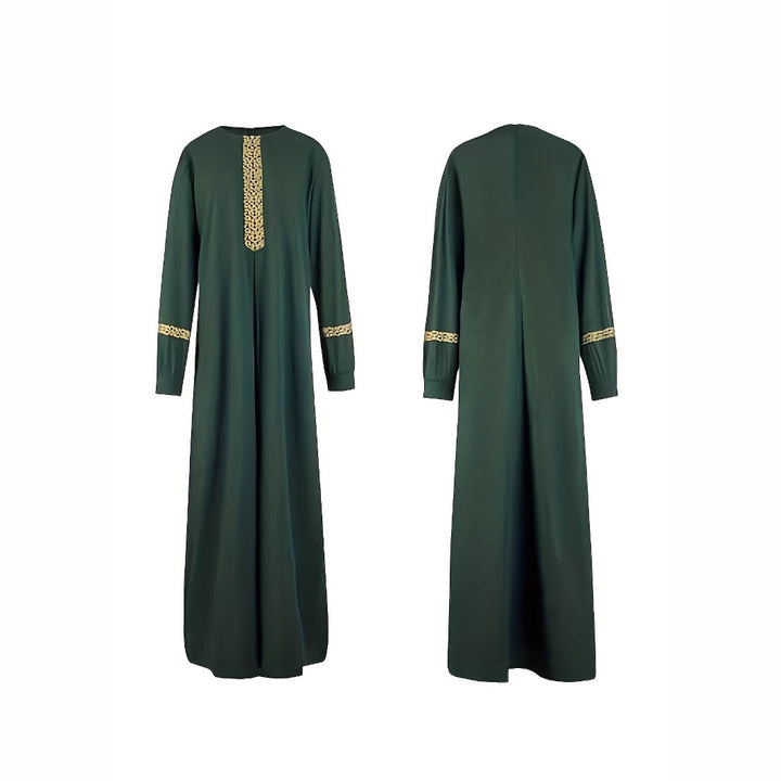 Damen Kaftan-Kleid mit eleganten Goldakzenten und langen Ärmeln Drune