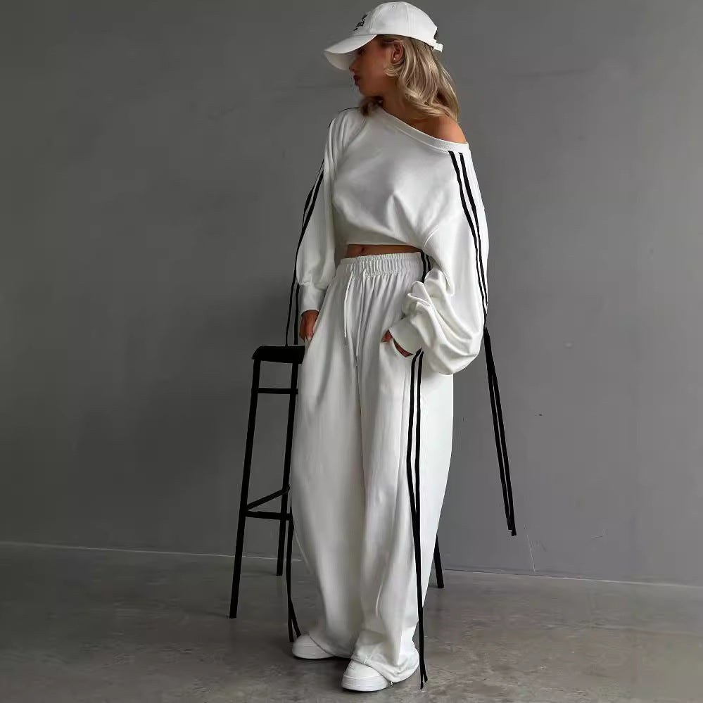 Damen nan weite Relax-Freizeithose mit Tunnelzug, elastischem Komfortbund und seitlichen Ziernähten Drune