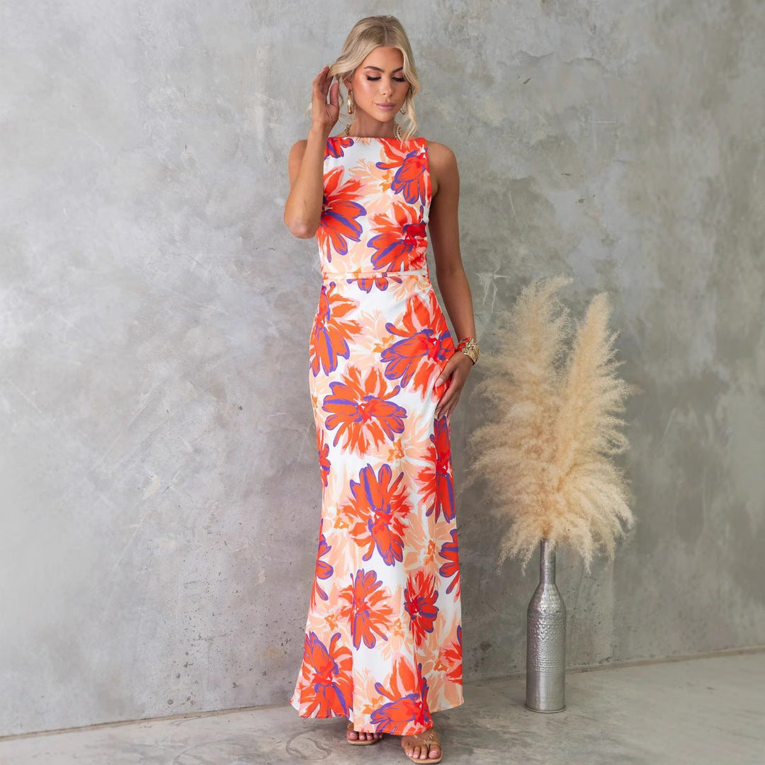 Damen Maxikleid mit modernem floralem Design und elegantem Schnitt Drune