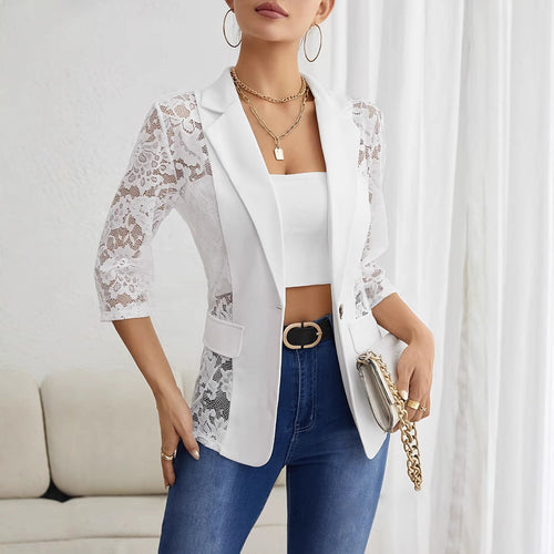 Damen Blazer mit Spitzenärmel und eleganter Passform Drune