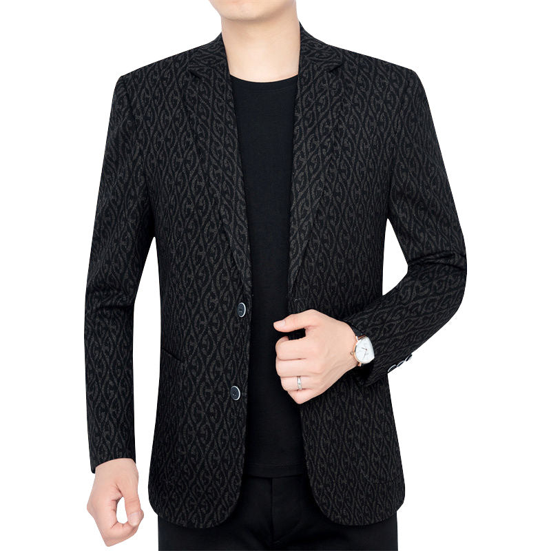 Herren Einreihiges Jacquard-Sakko mit schmaler Silhouette und feiner Struktur Drune
