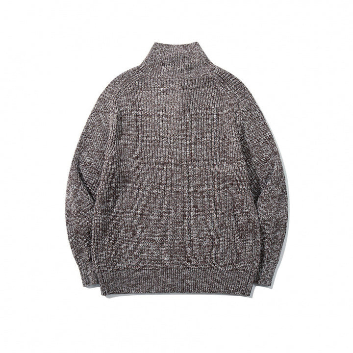 Unisex Grobgestrickter Halfzip-Pullover mit Stehkragen und markanter Rippenstruktur Drune