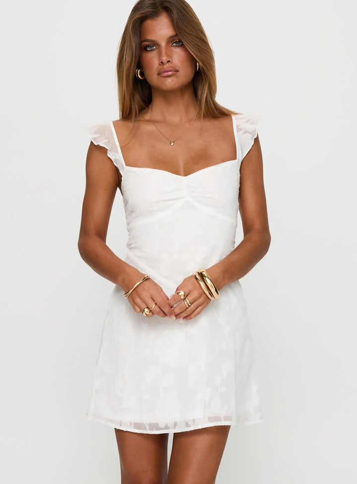 Damen Elegantes Sommerkleid mit zarten Rüschendetails und gerafftem Oberteil Drune