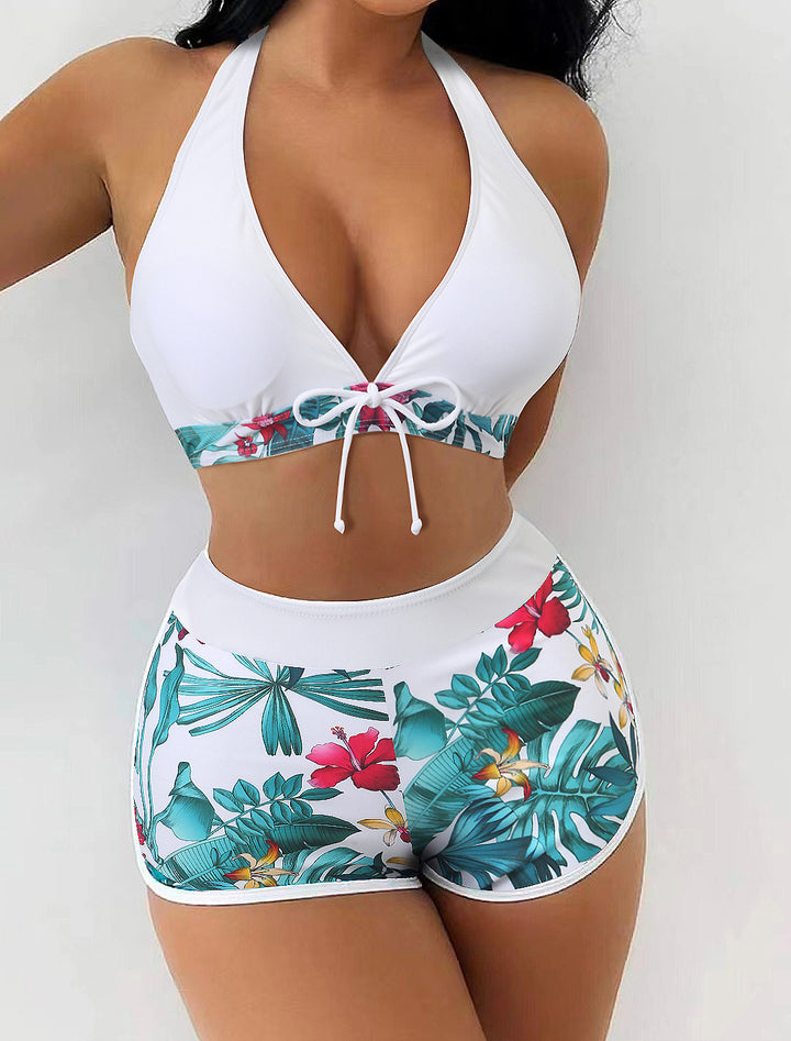 Damen Triangel-Bikini mit floralem Shorts-Design Drune