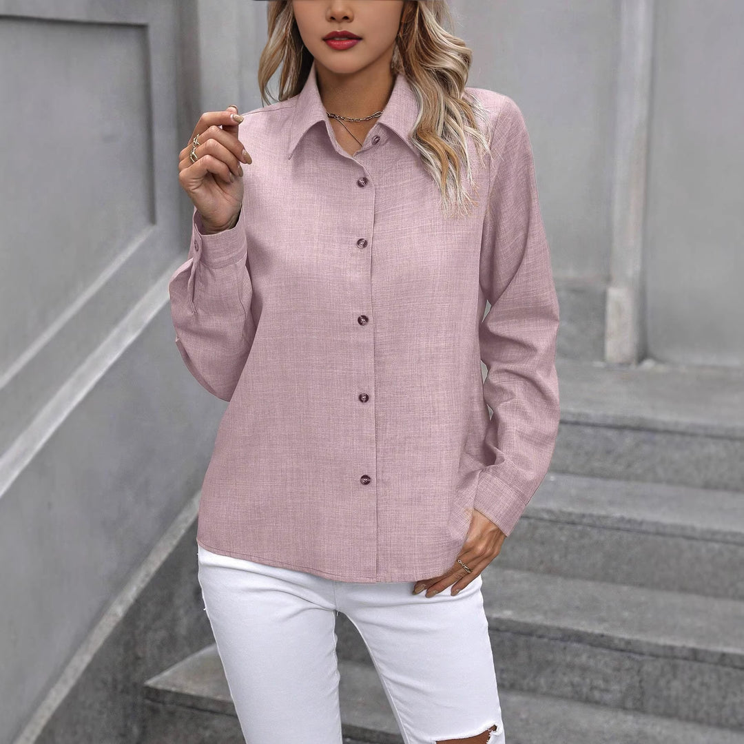 Damen Leichte Hemdbluse aus Leinenoptik mit klassischem Kragen und geradem Schnitt Drune