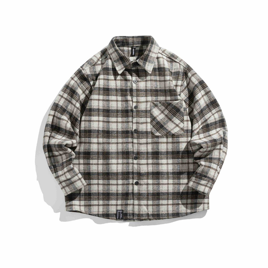 Herren Flanell‑Overshirt im Boxy‑Cut mit aufgesetzter Brusttasche Drune