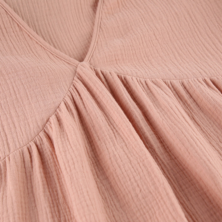 Damen lässiges Oversized-Kleid mit voluminösen Ärmeln und V-Ausschnitt Drune