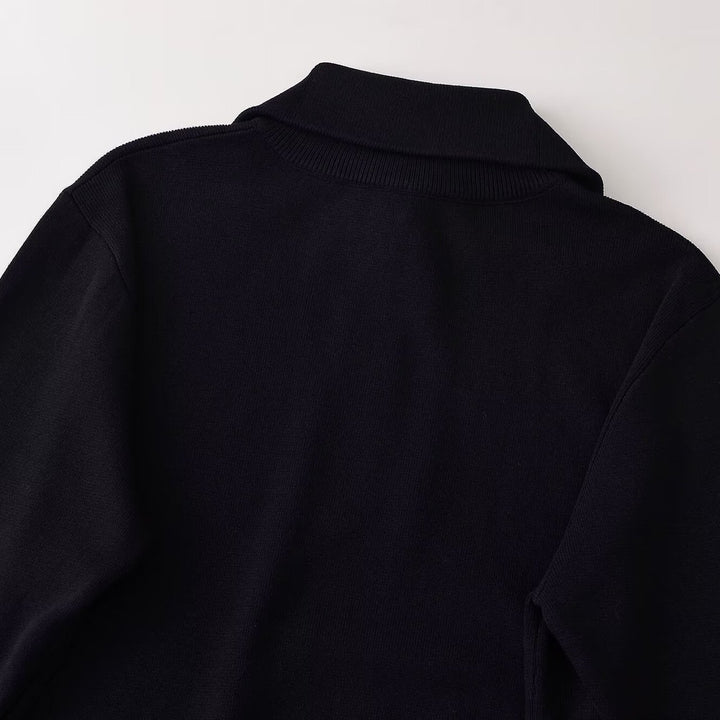 Damen Oversize Half-Zip Strickpullover mit Stehkragen und Rippbündchen Drune