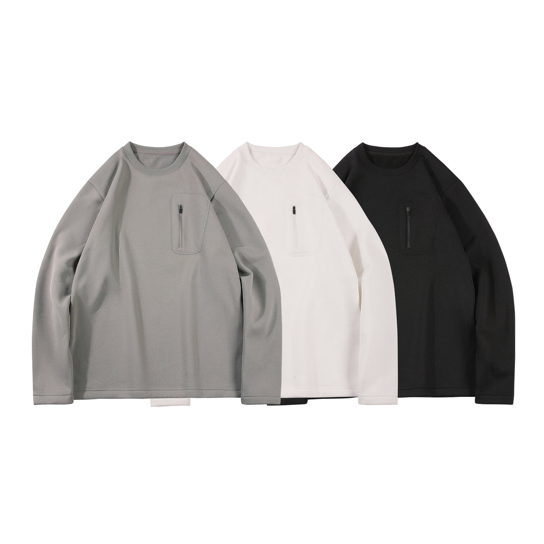 Herren Oversized-Sweatshirt mit Brust-Reißverschlusstasche, Raglanärmeln und softem Innenfutter Drune