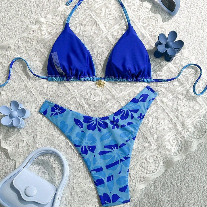 Damen Triangel-Bikini mit floralem Muster Drune