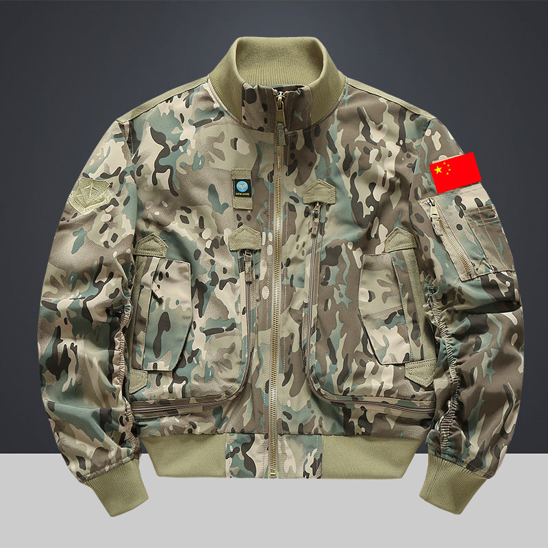 Herren Modische Bomberjacke mit Mehreren Taschen Drune