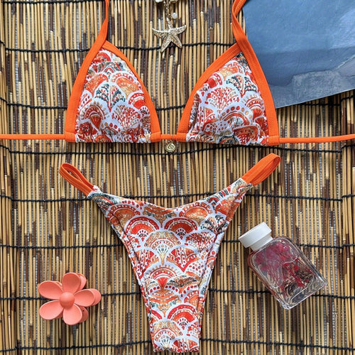 Damen Triangel-Bikini mit verspieltem Ornamentmuster Drune