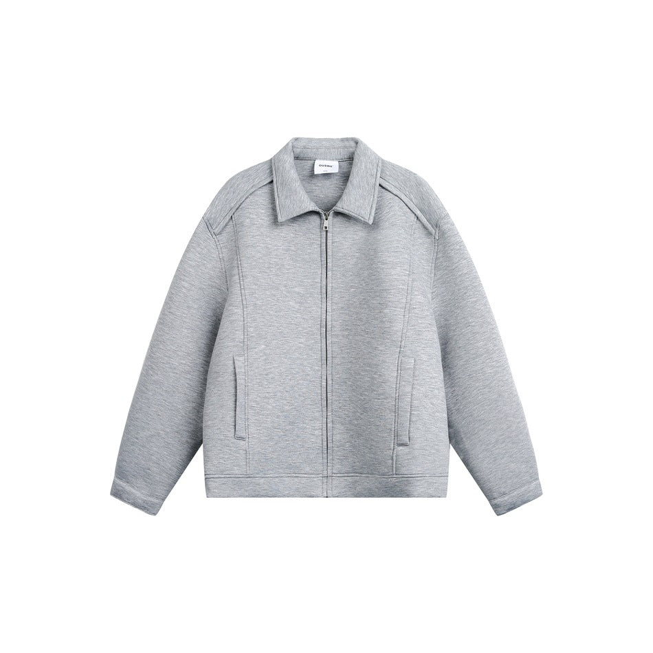 Damen Leichte Boxy‑Sweatjacke mit Hemdkragen, durchgehendem Reißverschluss und verdeckten Seitentaschen Drune