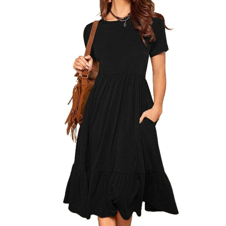 Damen lässiges T-Shirt-Kleid mit lockerer Passform und Rüschensaum Drune