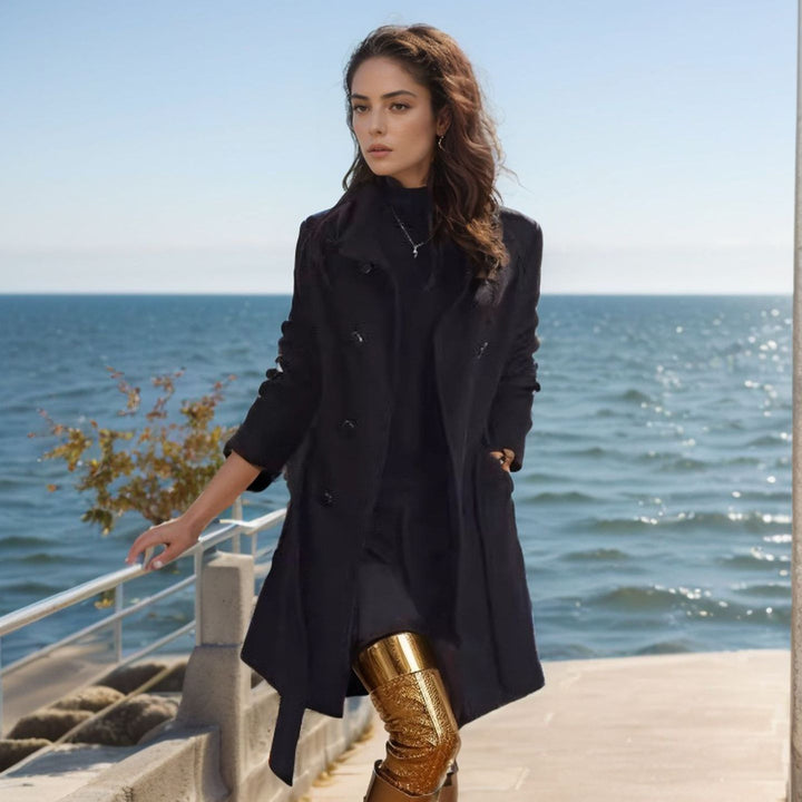 Damen modischer Kimono-Mantel mit doppelter Knopfleiste und elegantem Schnitt Drune