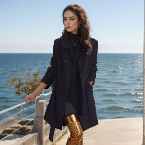 Damen modischer Kimono-Mantel mit doppelter Knopfleiste und elegantem Schnitt Drune