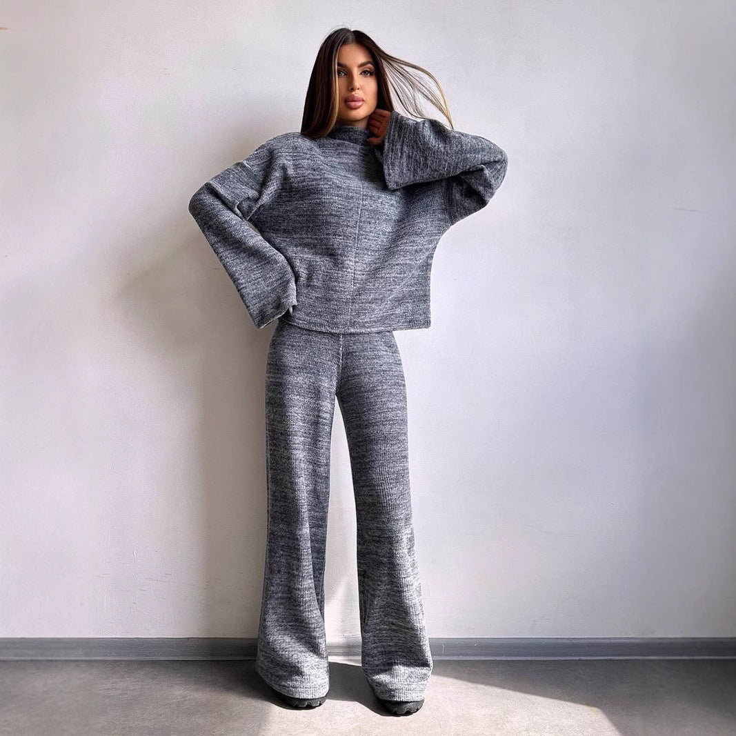 Damen Loungewear-Set mit weitem Schnitt und modernem Rippdesign