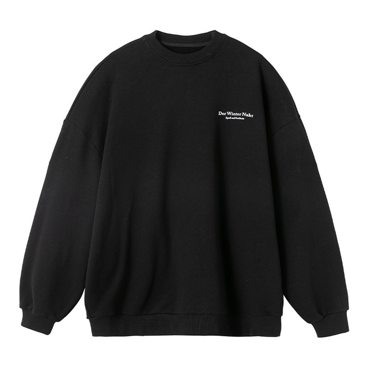 Unisex Oversize-Comfort-Sweatshirt mit French-Terry-Innenfutter, minimaler Brustgrafik und verlängertem Rückenteil Drune