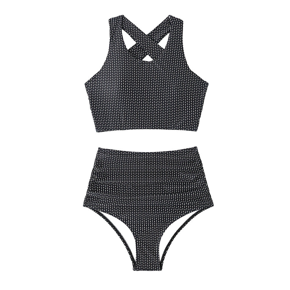 Damen Bikiniset mit hoch geschnittenen Unterteilen und Raffung Drune
