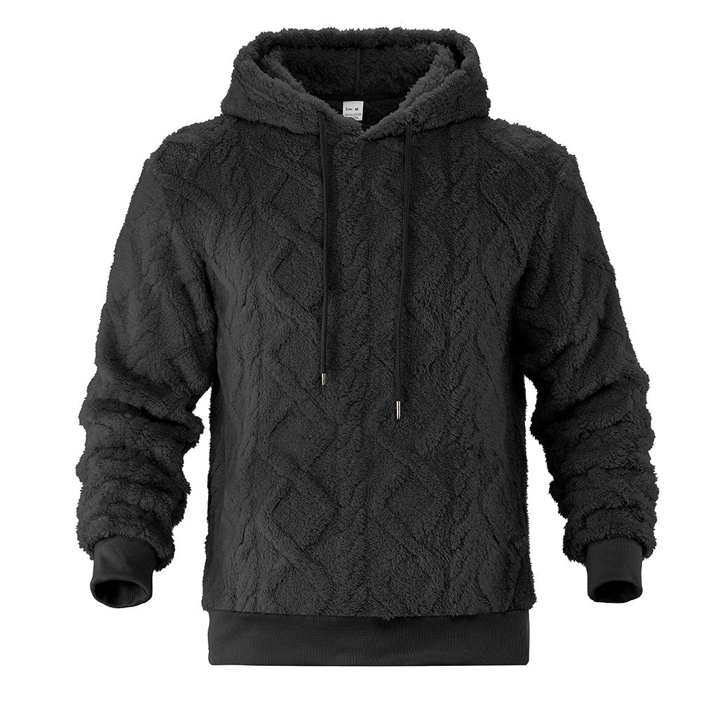 Herren Teddy-Fleece-Hoodie mit diamantstruktur, gefütterter Kapuze und weichen Rippbündchen Drune