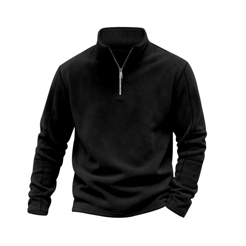 Herren nan leichter Fleece-Pullover mit halbem Reißverschluss und Stehkragen Drune