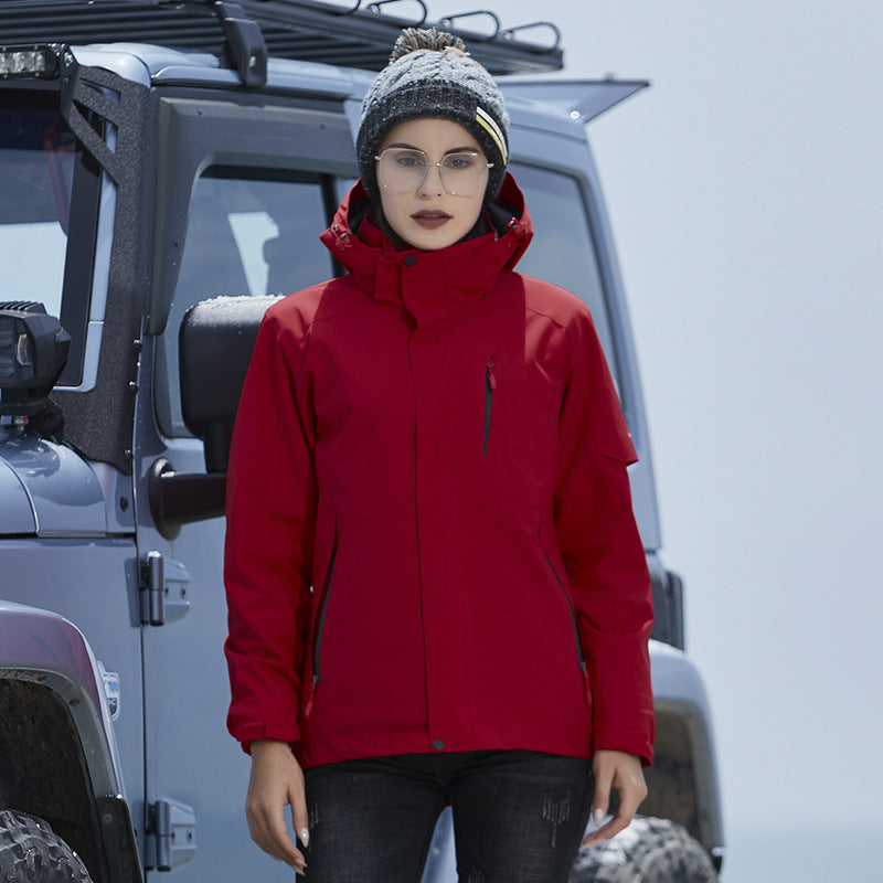 Damen technische Regen- und Freizeitjacke mit verstellbarer Kapuze und Mehrfachtaschen Drune