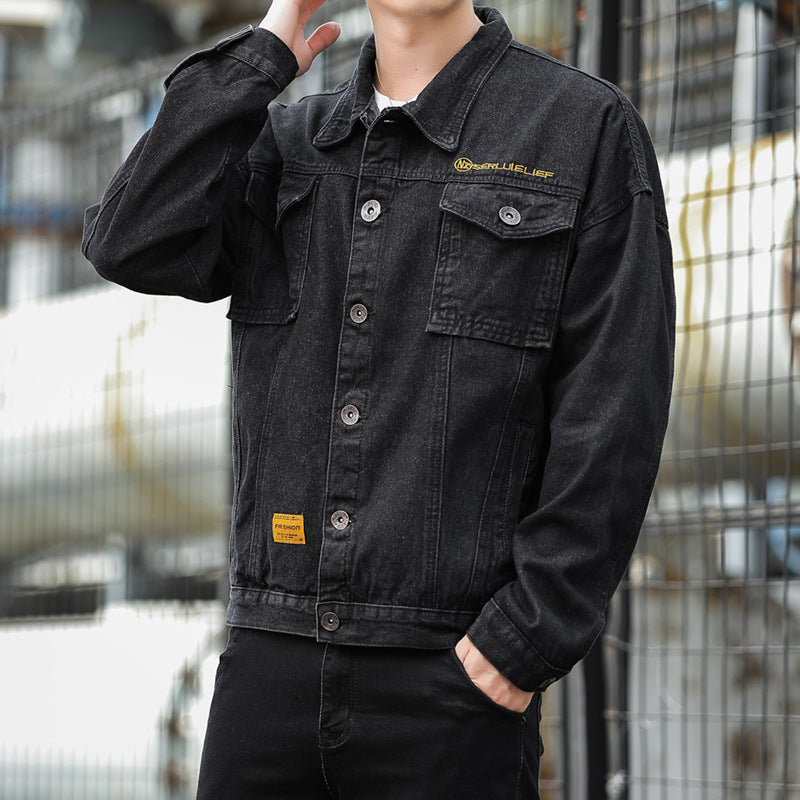 Herren Denimjacke im lässigen Stil mit funktionalen Pattentaschen und robustem Design Drune