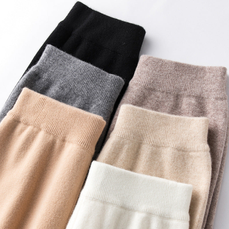 Damen Weite Strickhose mit hohem Bund und kaschmirähnlicher Weichheit Drune