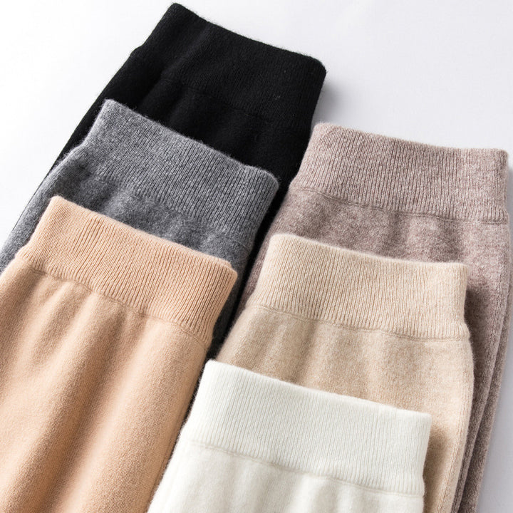 Damen Weite Strickhose mit hohem Bund und kaschmirähnlicher Weichheit Drune
