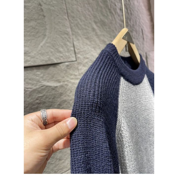 Herren Raglan-Kontraststrickpullover mit feiner Rippstruktur und gerippten Bündchen Drune
