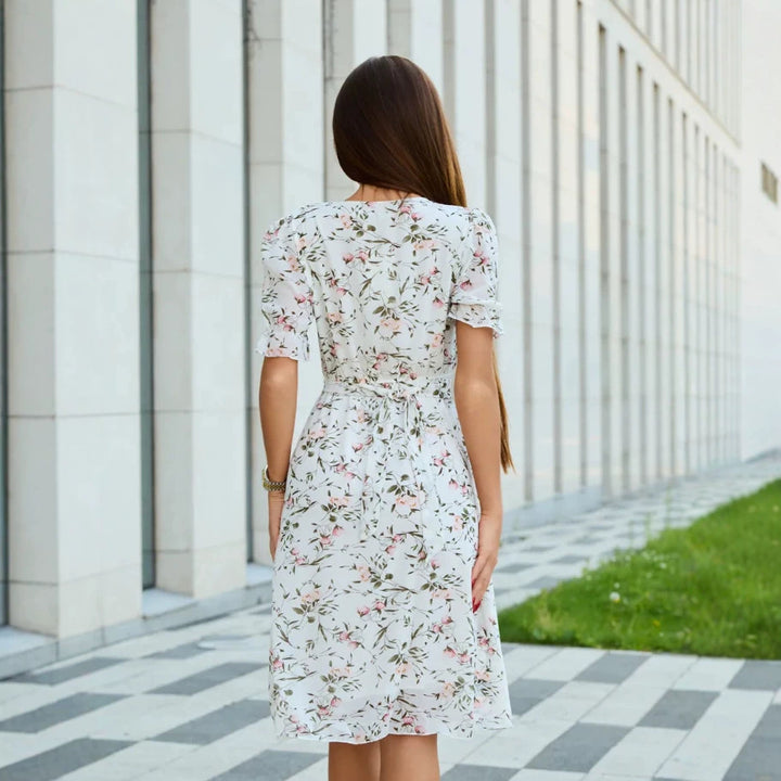 Damen Midi-Kleid mit floralem Design und fließendem Schnitt Drune