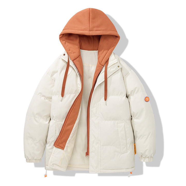 Herren zweilagige Oversized Steppjacke mit integrierter Kontrast-Kapuzeninnenjacke und thermischer Wattierung Drune