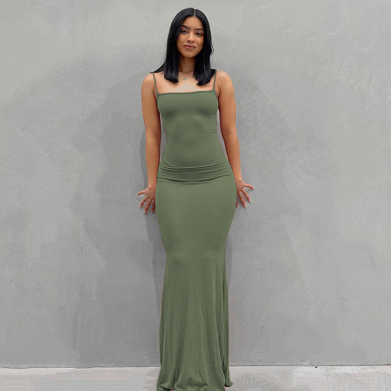 Damen Körperbetontes Maxi‑Jerseykleid mit taillierter Drapierung, langen Ärmeln und ausgestelltem Saum Drune