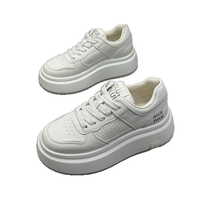 Damen Modische Plateau Sneakers aus strapazierfähigem Leder mit minimalistischer Optik Drune