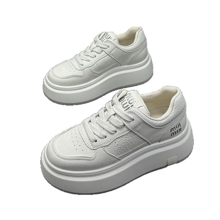 Damen Modische Plateau Sneakers aus strapazierfähigem Leder mit minimalistischer Optik Drune