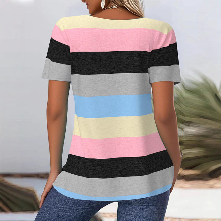 Damen nan gestreiftes Jersey-Longshirt mit quadratischem Ausschnitt und lässiger Hüftlänge Drune