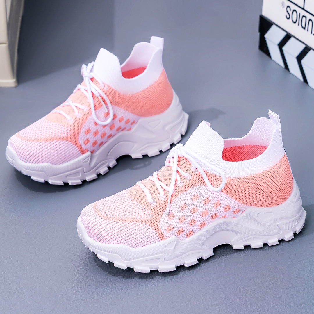Damen Sportliche Sneaker mit atmungsaktiver Strickoberfläche und flexibler Sohle Drune
