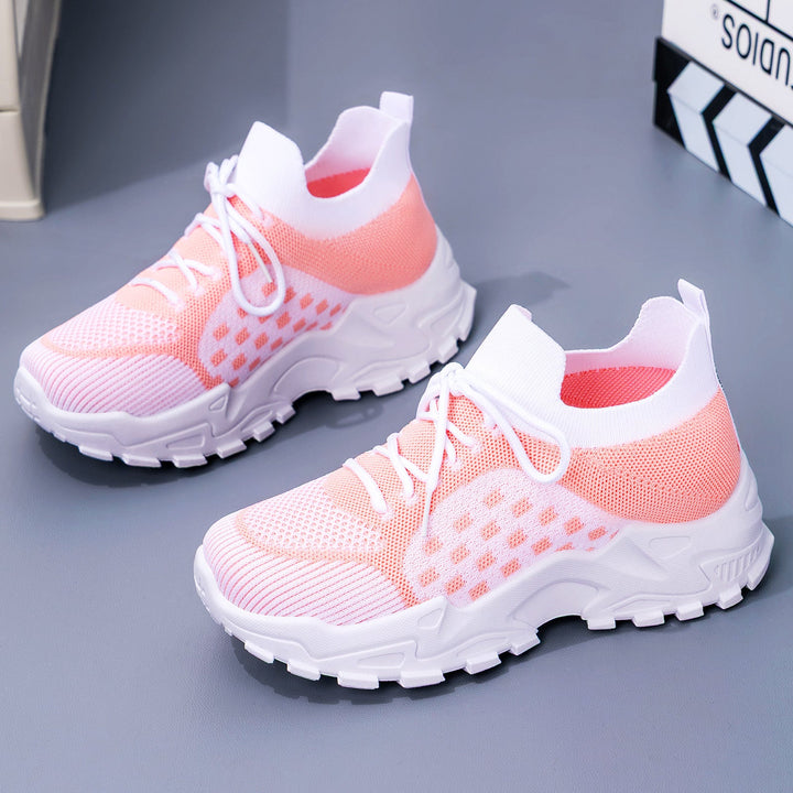 Damen Sportliche Sneaker mit atmungsaktiver Strickoberfläche und flexibler Sohle Drune
