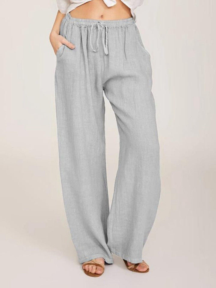 Damen Leinenhose mit weitem Bein und praktischen Seitentaschen Drune