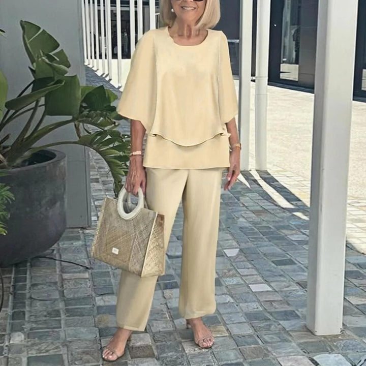 Damen nan Lagen-Tunika mit Cape-Ärmeln und knöchellanger Geradebeinhose mit Grafikprint Drune