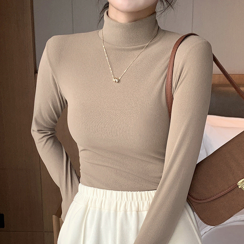 Damen Elegantes und figurbetontes Langarm-Rollkragenoberteil Drune