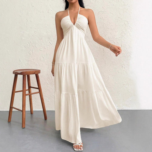 Damen Maxikleid mit schulterfreiem Design und Faltenwurf Drune