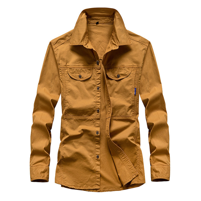 Herren Leichtes Canvas-Fieldshirt mit Brustklappen und Hemdkragen Drune