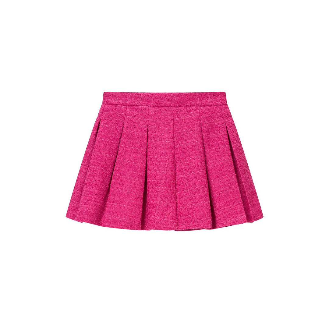 Damen Zweiteiliges Tweed-Set mit Kurzblazer und Plissiertem Minirock Drune