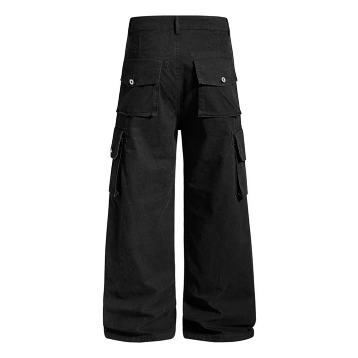 Damen Weite Cargo-Culotte-Hose im Vintage-Wash mit hoher Taille und Mehrfachtaschen Drune