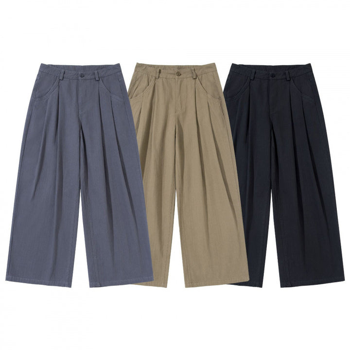 Damen Plissierte Bundfalten-Hose mit hohem Bund und weitem Bein Drune