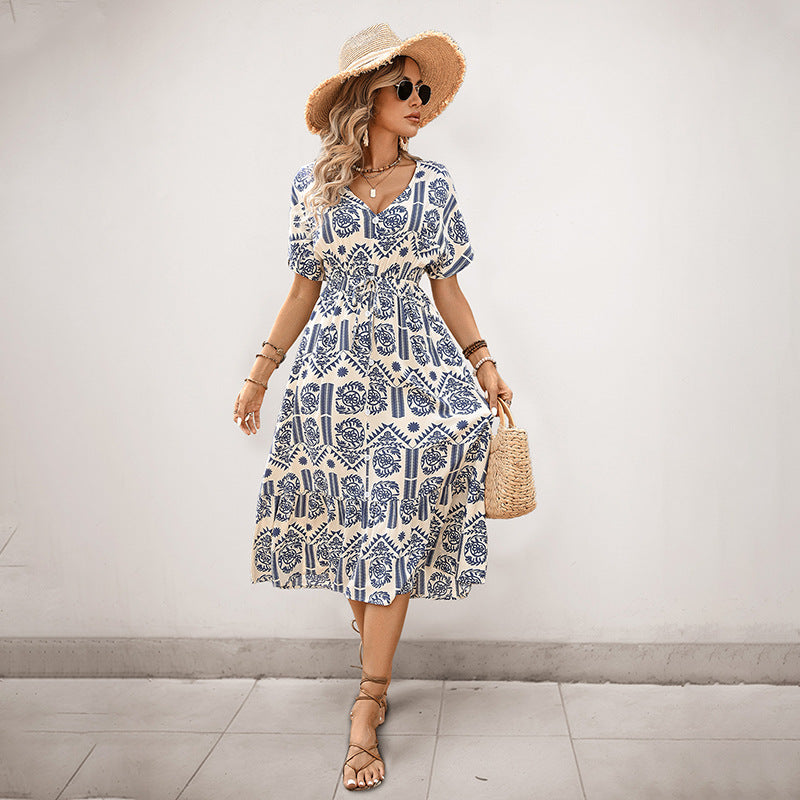 Damen Maxikleid mit floralen Mustern und elegantem Schnitt Drune