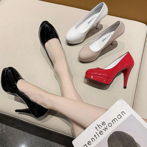 Damen nan Plateau-Pumps mit glänzendem Lack und hohem Stilettoabsatz Drune
