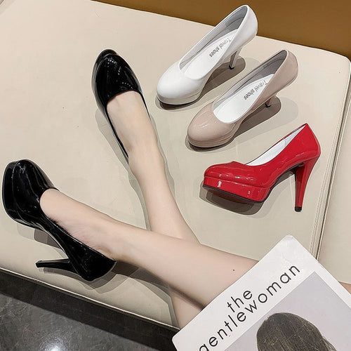 Damen nan Plateau-Pumps mit glänzendem Lack und hohem Stilettoabsatz Drune