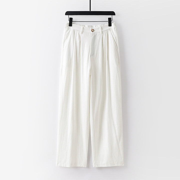 Damen weite Hose mit hoher Taille und Bundfalten Drune